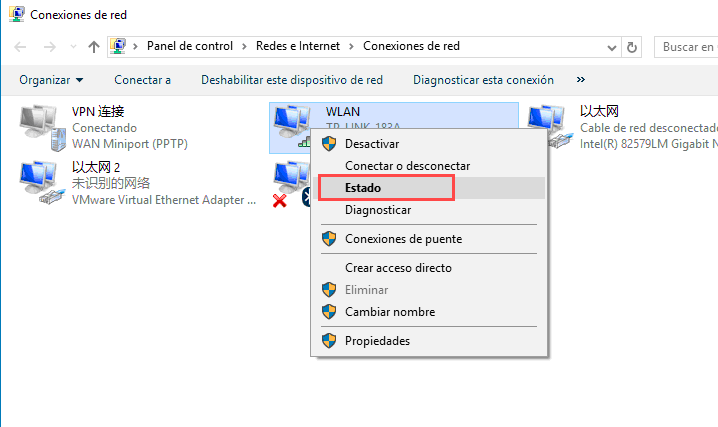 el adaptador de red conexion de red inalambrica no esta conectado