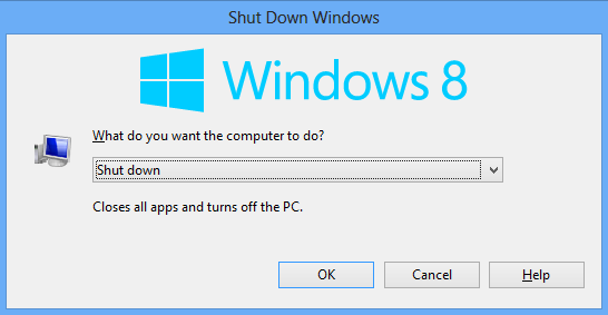 apagar rápidamente Windows 8