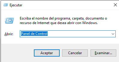 Panel de Control en Windows 10
